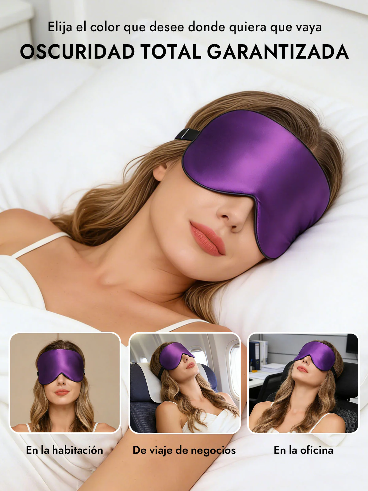 Pura Seda Elástica Banda Dormir Antifaz - Image 42