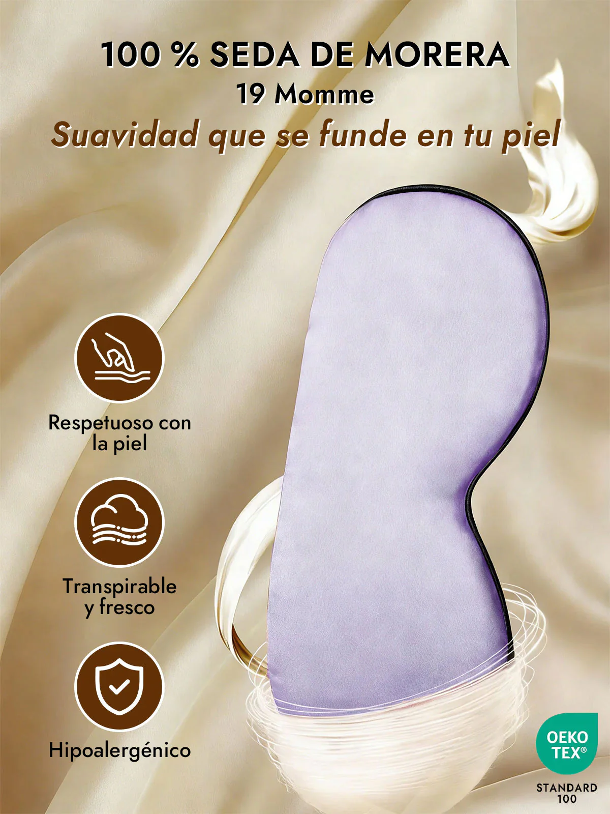 Pura Seda Elástica Banda Dormir Antifaz - Image 45