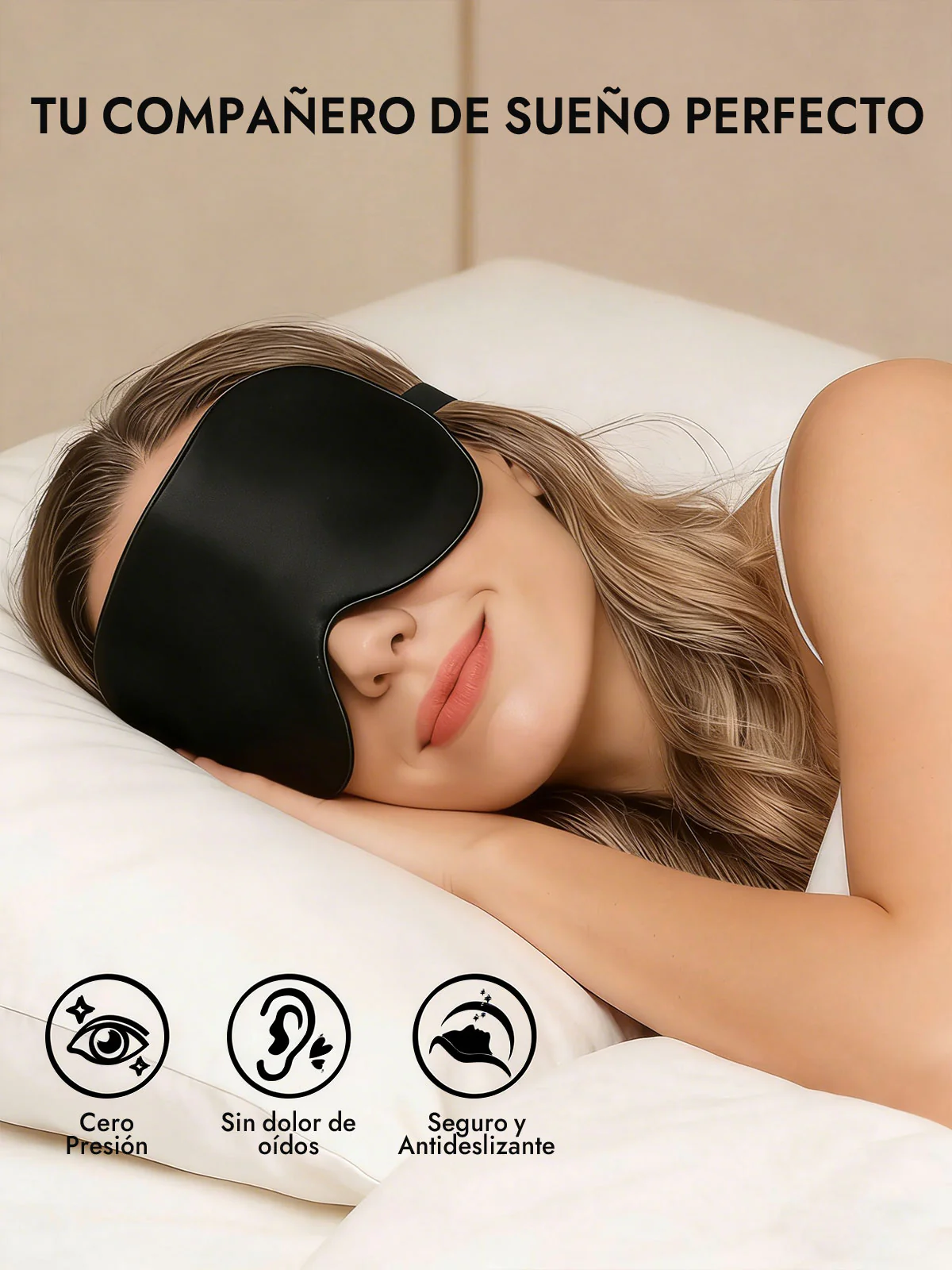Pura Seda Elástica Banda Dormir Antifaz - Image 5
