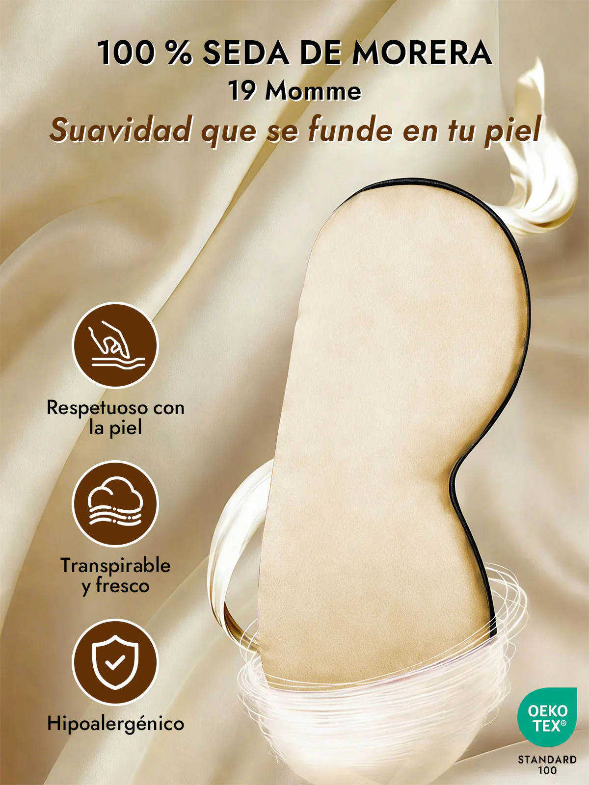 Pura Seda Elástica Banda Dormir Antifaz - Image 51