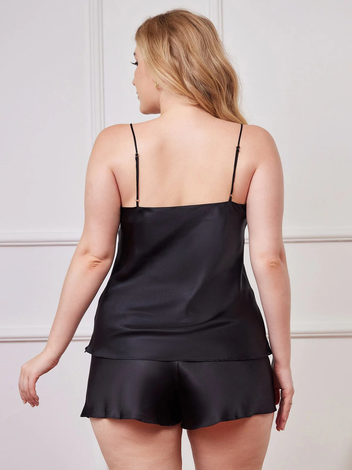 Conjunto de camisola de talla grande con tirantes de espagueti de seda pura - Image 25