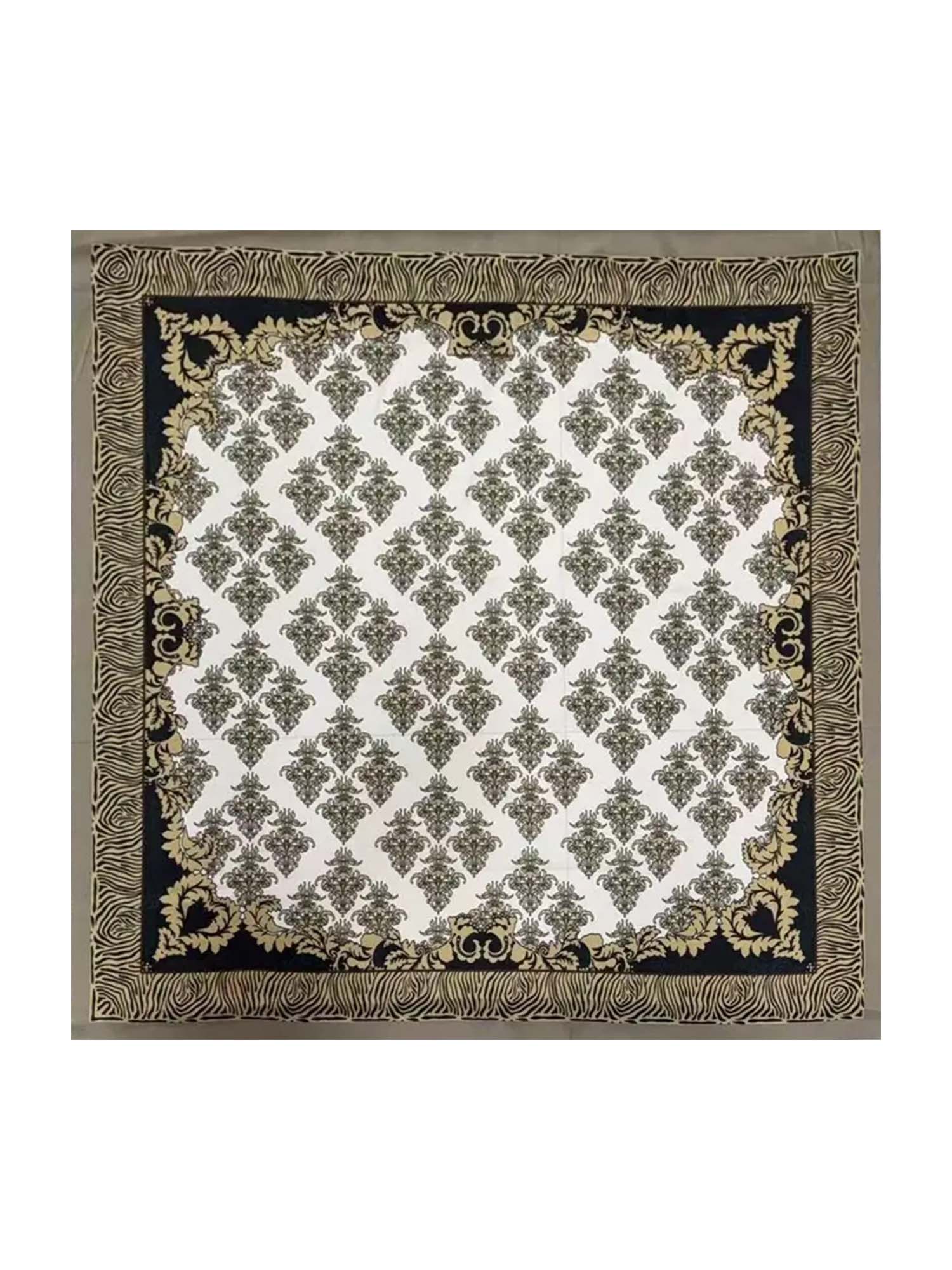 Pañuelo Cuadrado de Seda Pura con Estampado de Inspiración Vintage - Tamaño 90x90cm
