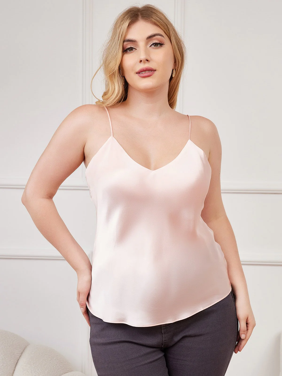 Top De Camisola De Seda Talla Grande Para Mujer - Image 22