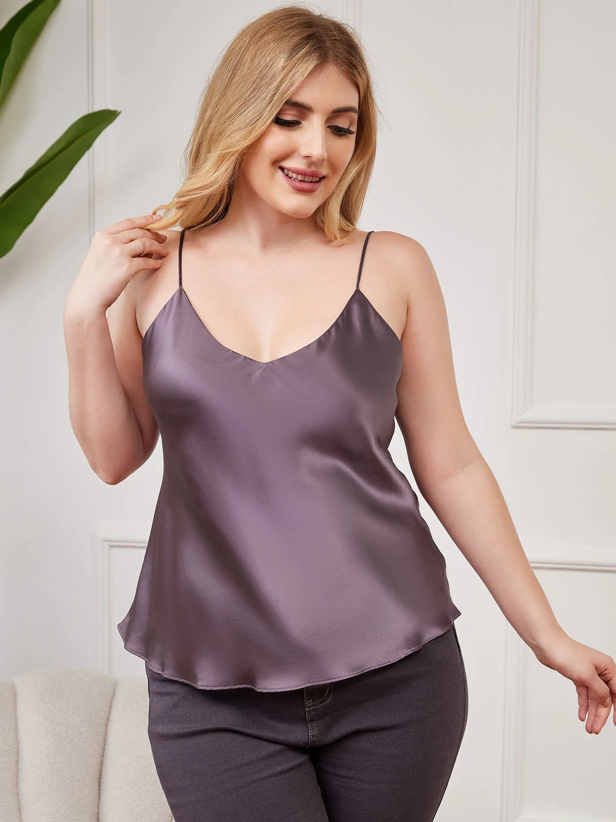 Top De Camisola De Seda Talla Grande Para Mujer - Image 33