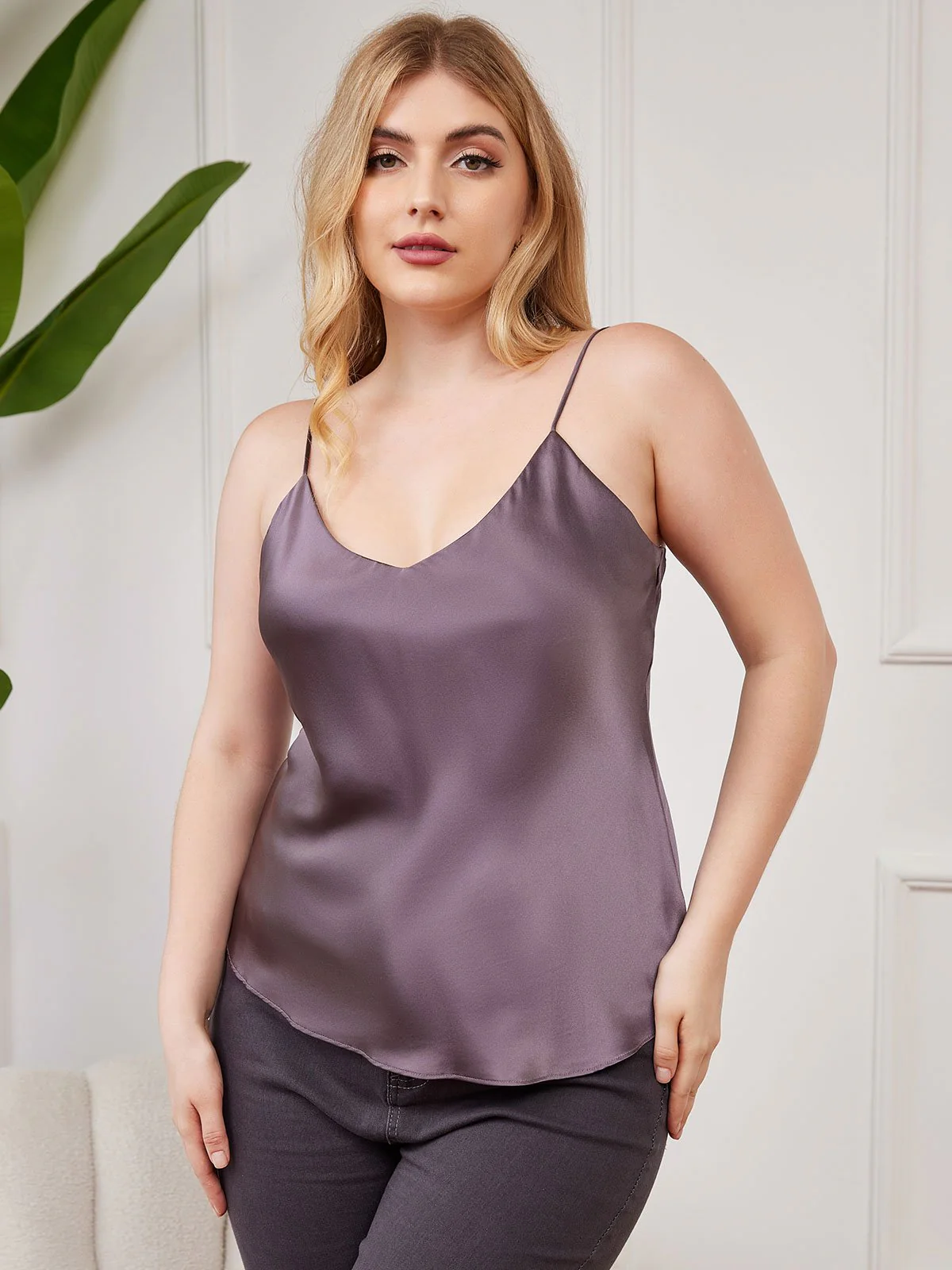 Top De Camisola De Seda Talla Grande Para Mujer - Image 34