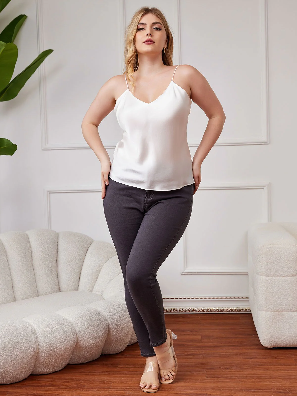 Top De Camisola De Seda Talla Grande Para Mujer - Image 5