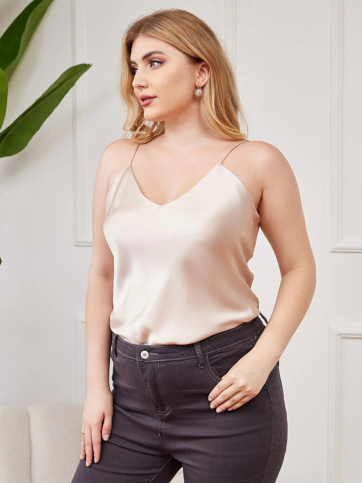 Top De Camisola De Seda Talla Grande Para Mujer - Image 9