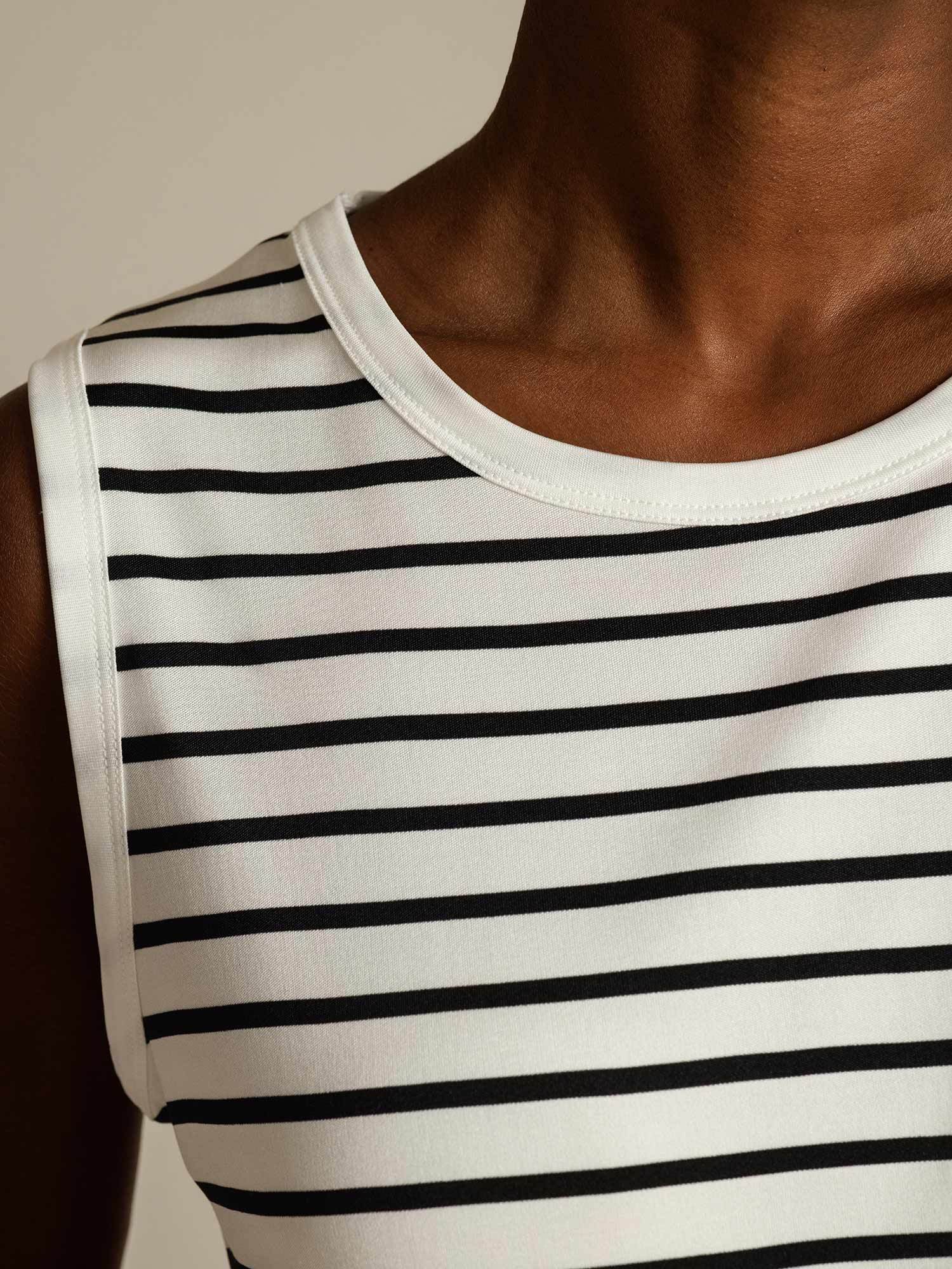 Top Deportivo Mujer Seda Pura Cuello Redondo Estampado A Rayas - Image 4